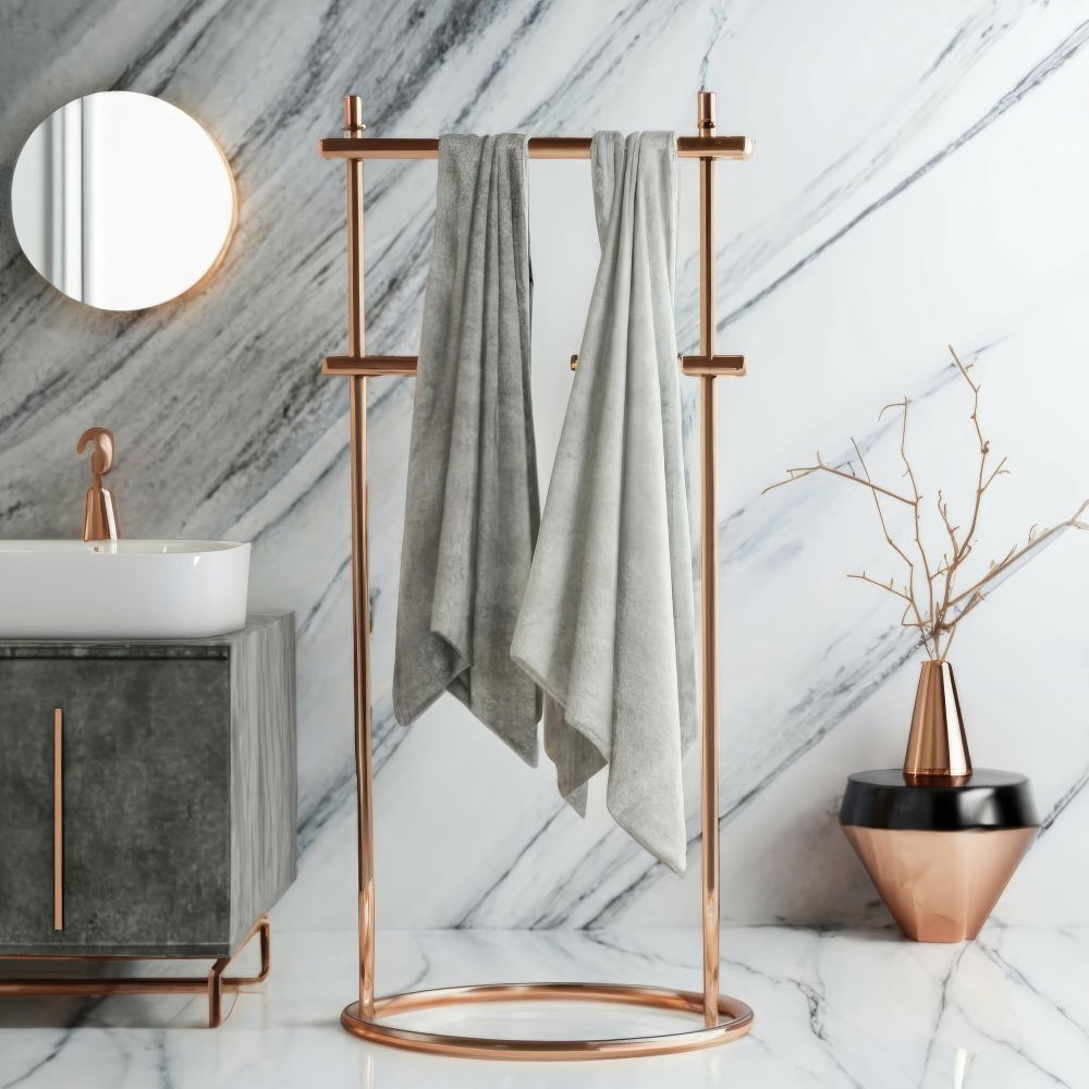 Porta Asciugamani Con Ventosa Regolabile 50-100cm - Senza Foratura Per Piastrelle E Vetro