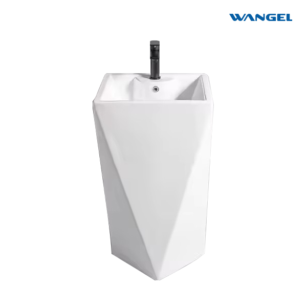 Bathroom ceramic base basin rectangular independent washbasin with single hole