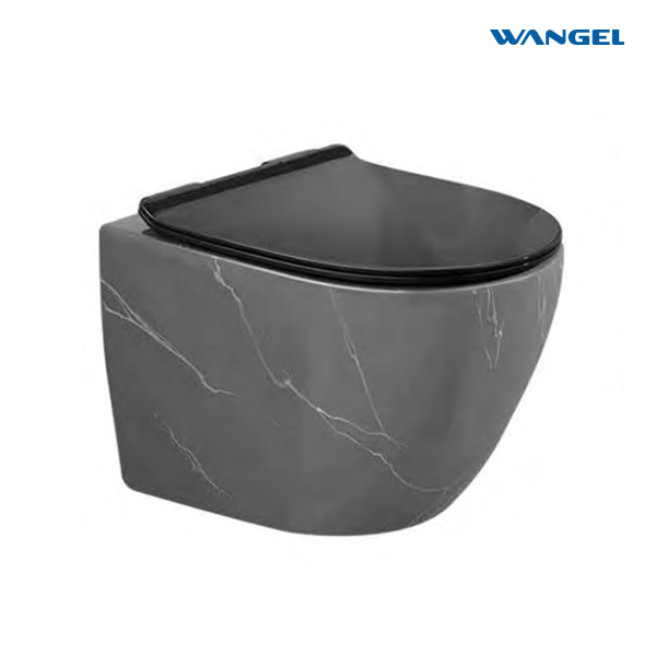 European-style bathroom, marble grey, colored flush toilet, frameless wall-mounted household toilet