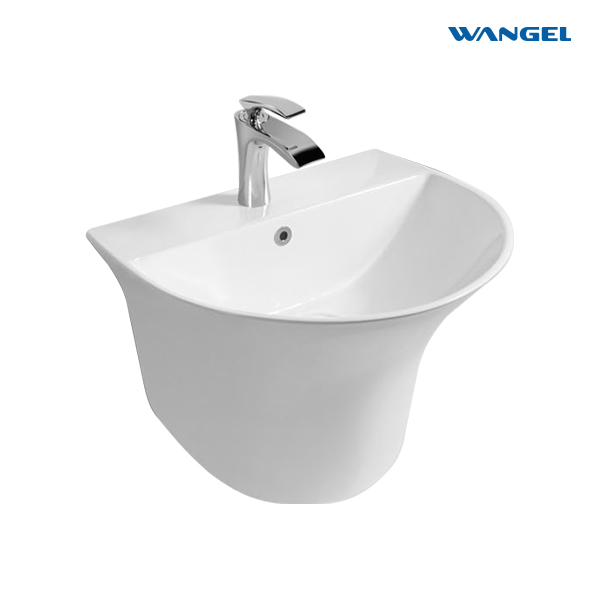 Durable High Quality Customized Ceramic Bathroom Sink Half Pedestal Basin Wall Hung Wash Hand Basin