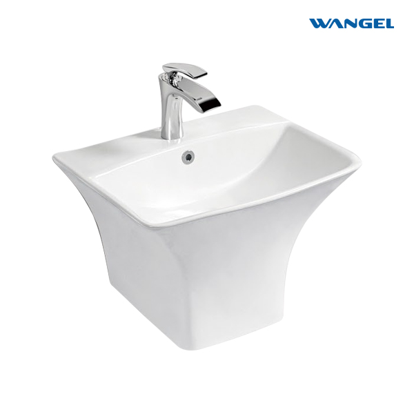 High Quality Modern Style Design Half Pedestal Wash Basin Modern Wall Hung Mounted Ceramic Bathroom Sink
