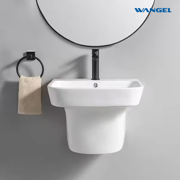 Sanitary Ware Bathroom Wall Hung Mounted Wash Basin Rectangle Ceramic ...